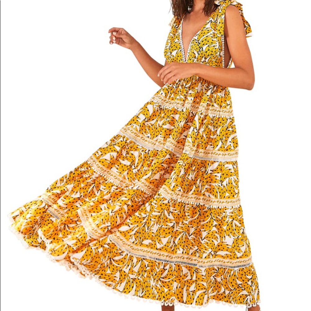 FARM Rio, Spotted Banana Dress
